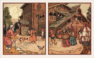 Ilustración para El Cuento del Pescador y el Pez, 1933 de Ivan Yakovlevich Bilibin