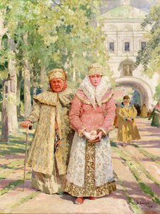 Madre e hija volviendo de la iglesia de Ivanovich Vasili Navazov