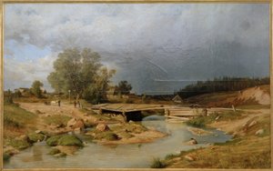 Paisaje con puente de madera de Ivan Ivanovich Shishkin