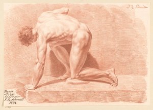 Desnudo masculino arrodillado, visto de perfil (2º premio 1804) de Izaak Riewert Schmidt