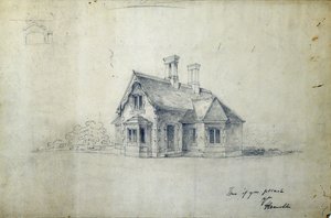 Station House, c.1850 (lápiz sobre papel) de J.A. Davies