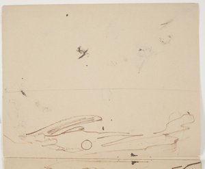 Paisaje montañoso del sur de Francia con vegetación en primer plano (mitad superior de un boceto de doble cara) de J.A. Jerichau