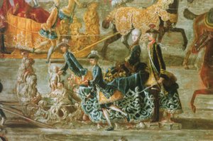El paseo en trineo imperial con motivo del matrimonio del emperador José II de Austria con su segunda esposa María Josefa de Baviera: detalle de un trineo