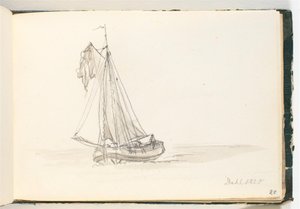 Un gran velero en aguas tranquilas de Johan Christian Dahl