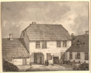 Interior de una granja en Sorø de Johan Christian Dahl