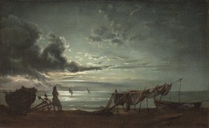 El golfo de Nápoles. Luz de luna de Johan Christian Dahl