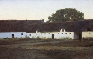Una granja en Vendsyssel. Puesta de sol de J.C. Schlichtkrull
