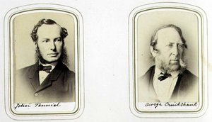 Retratos de Sir John Tenniel (1820-1914) y George Cruikshank (1792-1878) c.1860 de J.C. Watkins