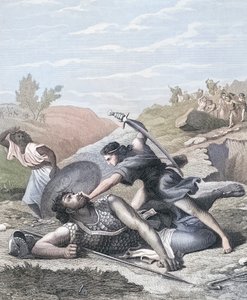 David y Goliat (grabado en color)