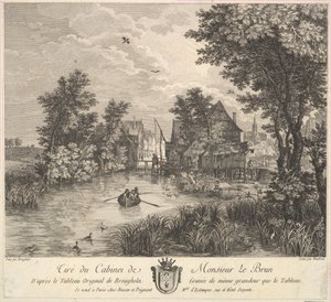 Paisaje fluvial después de la pintura en el gabinete del Sr. Poullain, 1780 de JF Borgnet