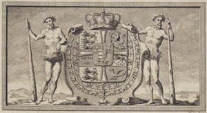 El escudo danés con los hombres salvajes como portadores del escudo
