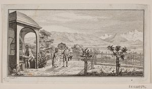 Una terraza de jardín en Genthod con una pareja paseando