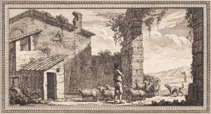 Un pastor con ovejas y cabras de J.F. Clemens