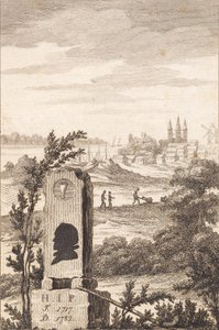 Monumento conmemorativo para Hans Jakob Paludan. Portada de "Descripción de la ciudad de Kalundborg"