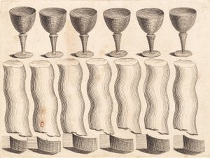 Hoja de estudio de copas y partes de una varilla torcida de J.F. Clemens