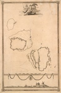 Vigneta de título y prospecto para el mapa de Christiansø de J.F. Clemens