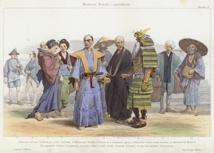 Raza mongol, Japoneses (grabado en color) de J.L. (after) Williams
