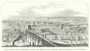 Newcastle, desde Gateshead, con el Puente de Alto Nivel de J.L. (after) Williams
