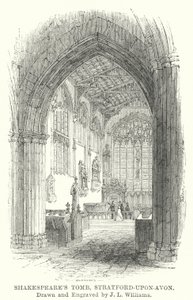 Tumba de Shakespeare, Stratford-upon-Avon (grabado) de J.L. (after) Williams
