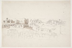 Desde el Palatino con iglesia. Roma