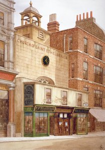 Iglesia de Santa Ethelburga-la-Virgen dentro de Bishopsgate, Ciudad de Londres, 1860 de JL Stewart