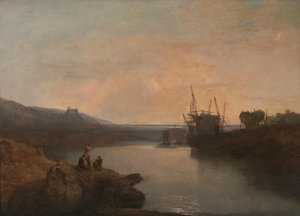 Castillo de Harlech, desde Tygwyn Ferry, crepúsculo de una tarde de verano, 1799 de Joseph Mallord William Turner