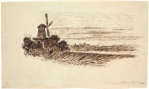 Un molino. Parte en la muralla de Copenhague de J.P. Møller