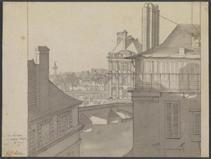 Vista desde el Apartamento de J.P. Møller en el Hotel d’Irlande, Rue de Beaune no. 3, a través del Sena hacia las Tullerías y Rue de Rivoli, 6 de Marzo de 1812