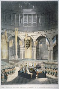 La ceremonia del entierro de Lord Nelson en la Catedral de San Pablo, Ciudad de Londres, 1806 de JR Hamble