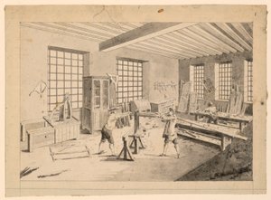Un taller de ebanista de la Enciclopedia de Diderot de J.R. Lucotte