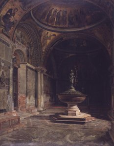 El interior del Baptisterio en la Basílica de San Marcos en Venecia