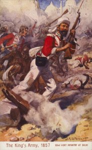 Soldados británicos de la 52ª Infantería Ligera, Asedio de Delhi, Motín indio
