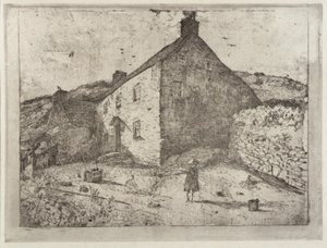Cabaña del pescador--Isla de Man de J. Alden Weir