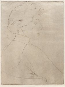 Cabeza grande de perfil de J. Alden Weir