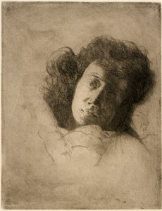 Estudio de la cabeza de una mujer de J. Alden Weir