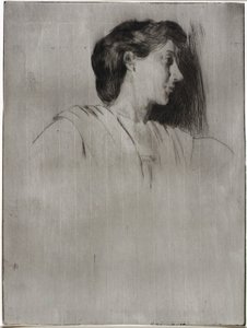 Estudio de la cabeza de una mujer de perfil de J. Alden Weir