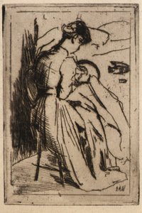 Mujer bordando de J. Alden Weir