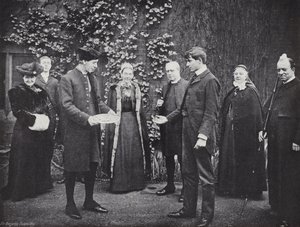 Lanzamiento de Panqueques en la Escuela de Westminster, el Victor recibiendo su Guinea de J. Benjamin Stone