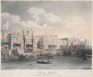 Aduana, desde el río Támesis, 1808 de J. Bluck