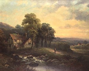 Cabaña al atardecer de J. Boel