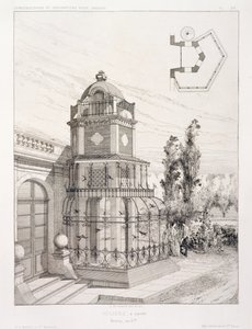 Aviario para pájaros cantores, de un volumen de diseños de varios arquitectos, pub. Morel & Cie, París de J. Boussard