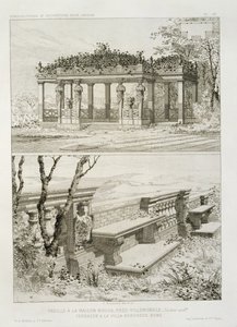 Pérgola de La Maison Rouge cerca de Villemomble, diseñada por Cordier, y terraza de la Villa Borghese, Roma de J. Boussard