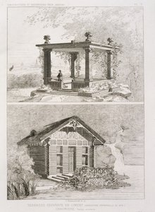 Terraza cubierta con cemento y cenador diseñado por Danjoy de J. Boussard