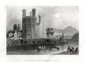 La Torre del Águila, Castillo de Carnarvon, Caernarfon, Gales del Norte, 1860 de J. C. Armytage
