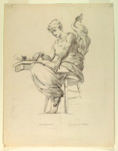 El código Morse, estudio para "La electricidad aplicada al comercio," Manufacturas y Edificio de Artes Liberales, Exposición Mundial Colombina, Chicago, IL de J. Carroll Beckwith