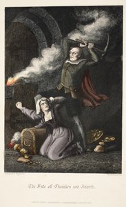 El destino de Chowles y Judith, de Old Saint Pauls, pub. 1847 (grabado coloreado a mano) de J. Franklin