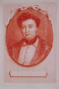 Retrato de Alexandre Dumas padre (1803-70) c.1830-40 (sanguina sobre papel) de J. Hanriot