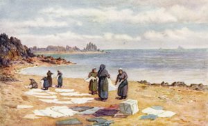 Día de secado en La Houle (litografia en color) de J. Hardwicke Lewis