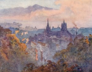 Lausana desde la señal (litografía en color) de J. Hardwicke Lewis