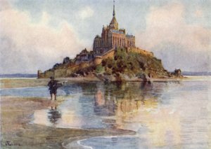 Mont St Michel de Tombelaine, Tarde (litografia en color)